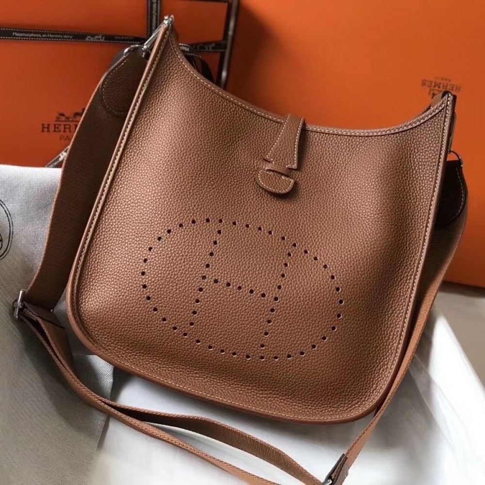 High Quality Replica Hermes Evelyne III 29 PM Bag In Gold Clemence Leather $ 299 USD